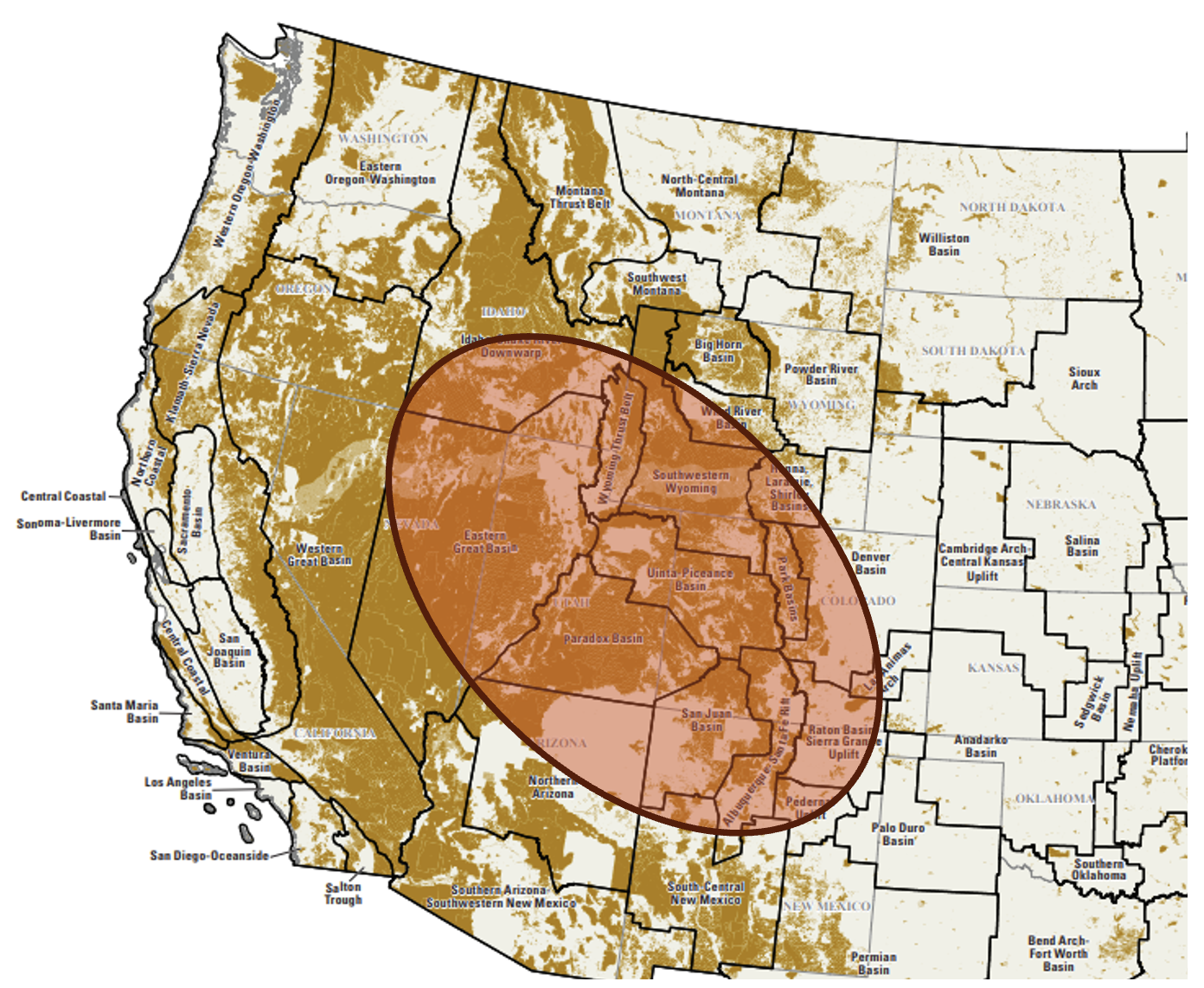 Area of interest across the Western U.S.